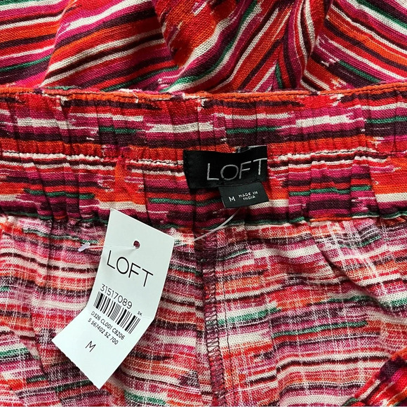 NWT Loft Women’s Pleated Pull On Ikat Shorts - Size M - Linen/Rayon Blend - Picture 4 of 12